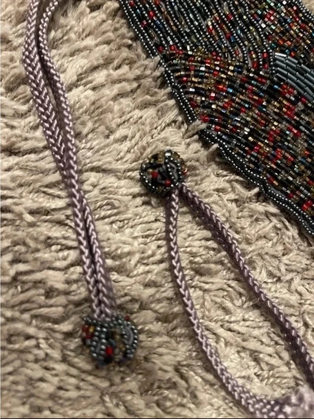 Dior Black and Red Beaded Tie Belt with Twisted Cord Tassels